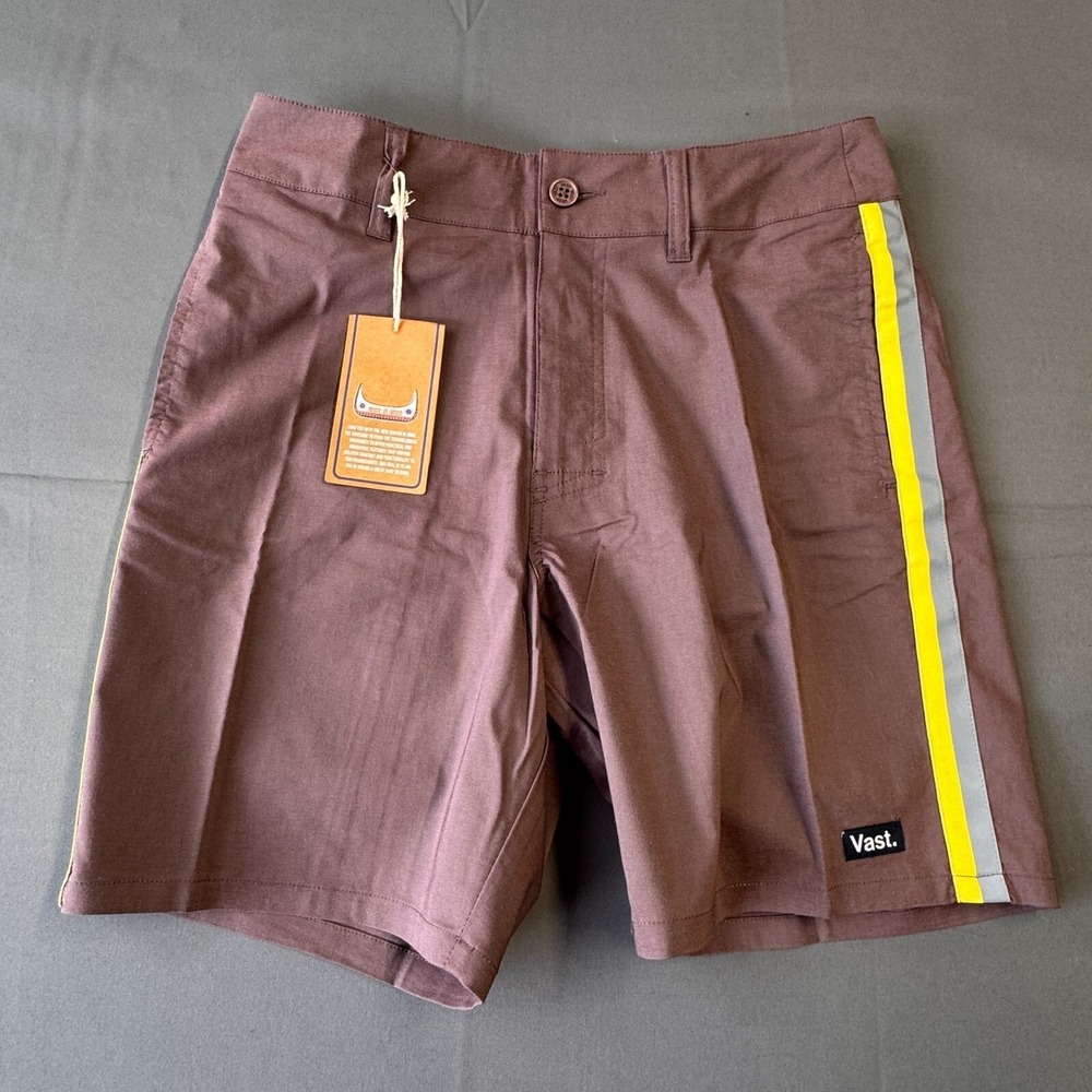 Vast Reflex Short B3583 Mens 30 Brown Reflective Stripe Hybrid Boardshorts NEW
